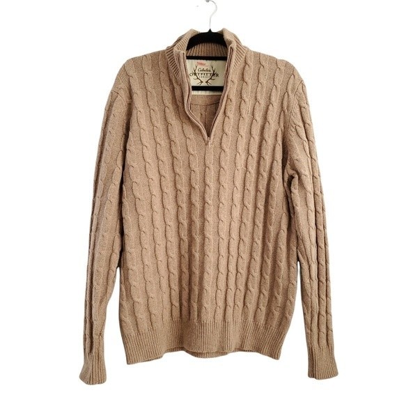 Cabela's Sweaters Cabelas L Cable Knit Quarter Zip Sweater Pullover